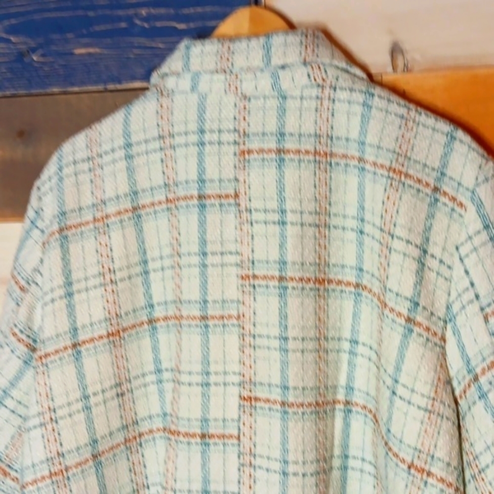 Lauren Conrad Plaid Jacket NWT 3X cream blue tan - Picture 7 of 7